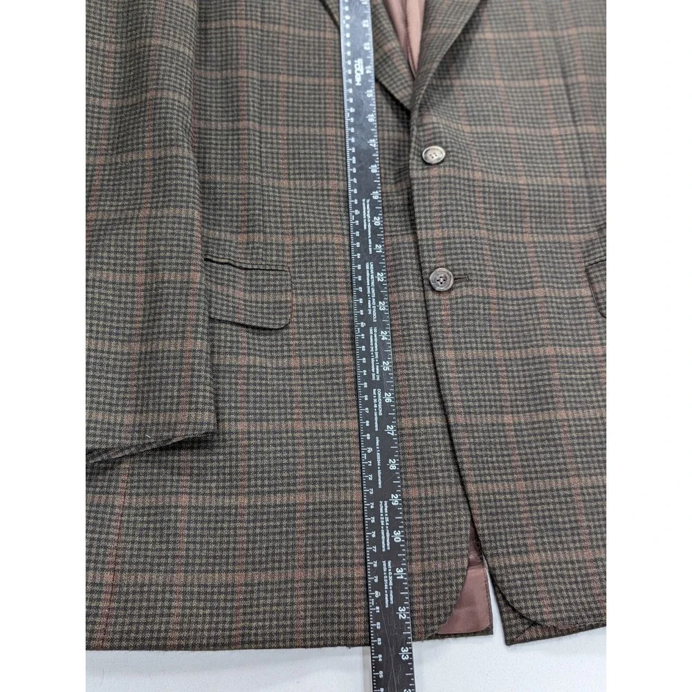 Vitg Hickey Freeman Blazer Sport Suit Jacket Green Red Glenn Check 42L Soft Wool